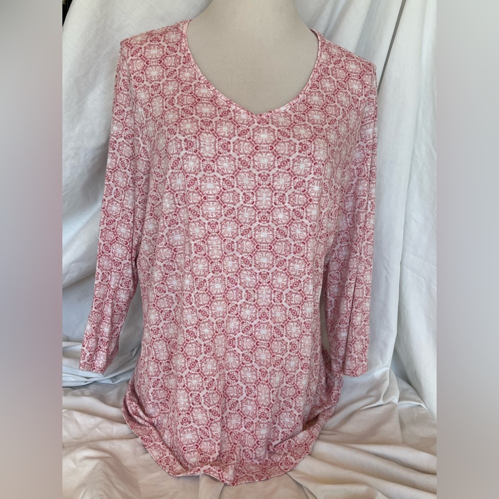 Chico’s Easywear top pink v-neck tunic SOFT blouse size 3 Large